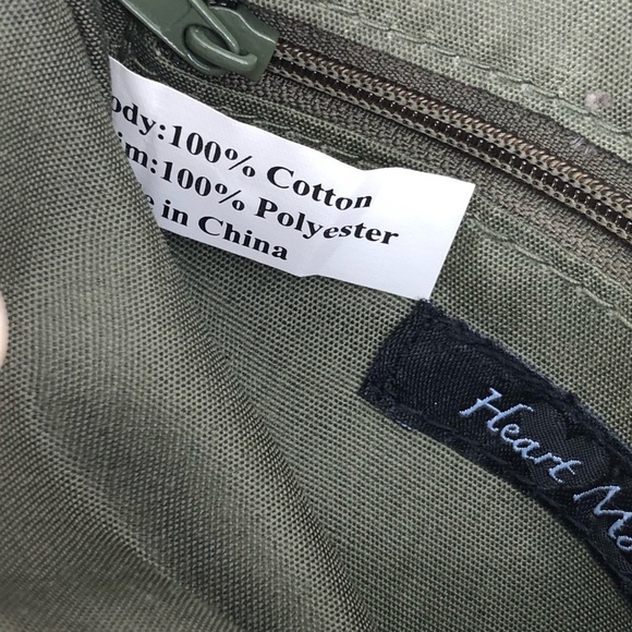 Heart moon star olive green with copper color block, canvas waist purse - Picture 6 of 13